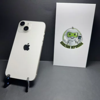 iPhone 14 reacondicionado de 128GB en perfecto estado color blanco