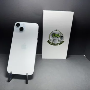 iPhone 15 Plus reacondicionado con 128GB de almacenamiento color azul pantalla de 6,7 pulgadas y cámara de 48 MP